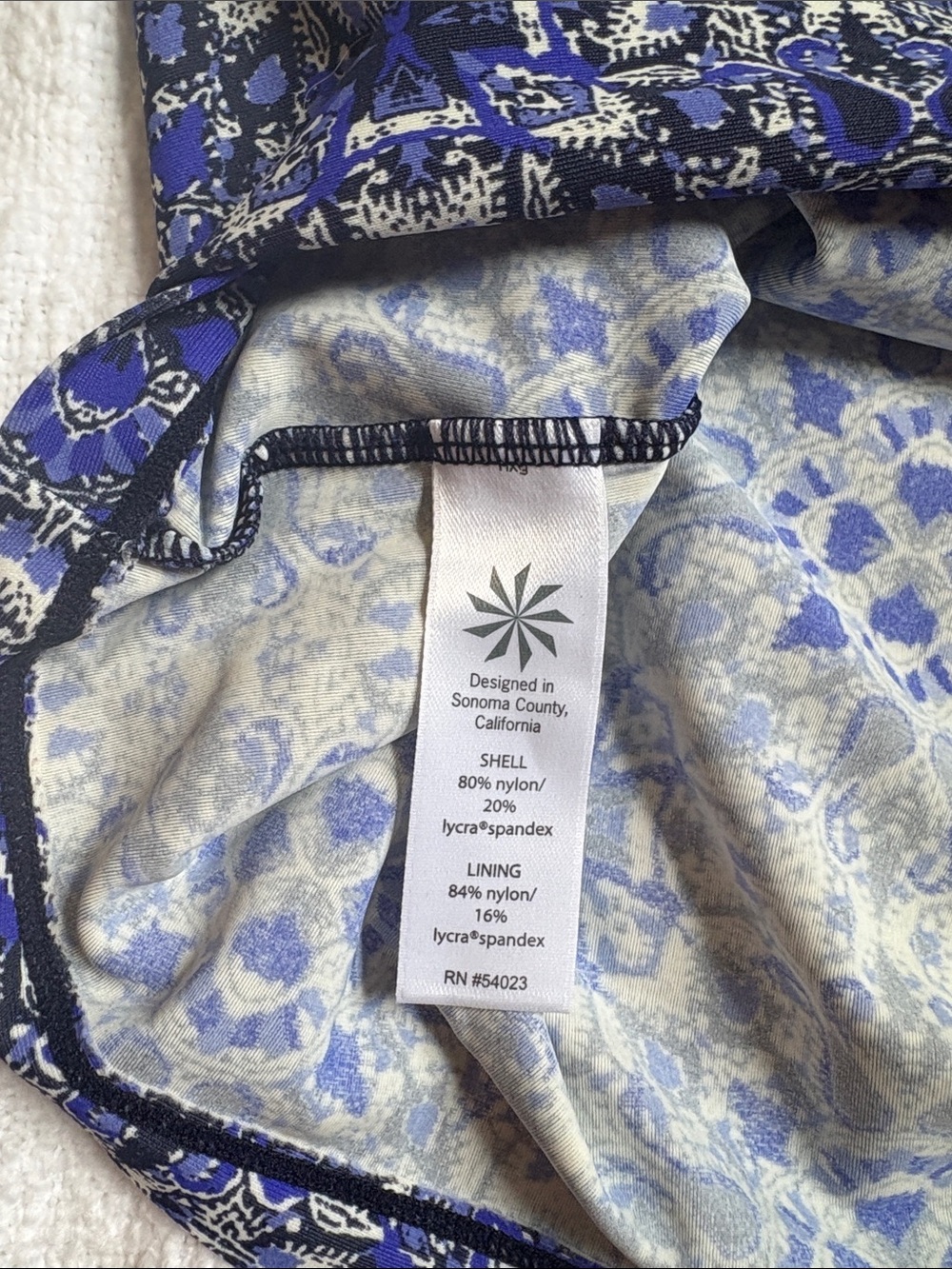 Athleta Blue Mosaic Racerback Swim Tank with Multicolor Yoke - Picture 3 of 3